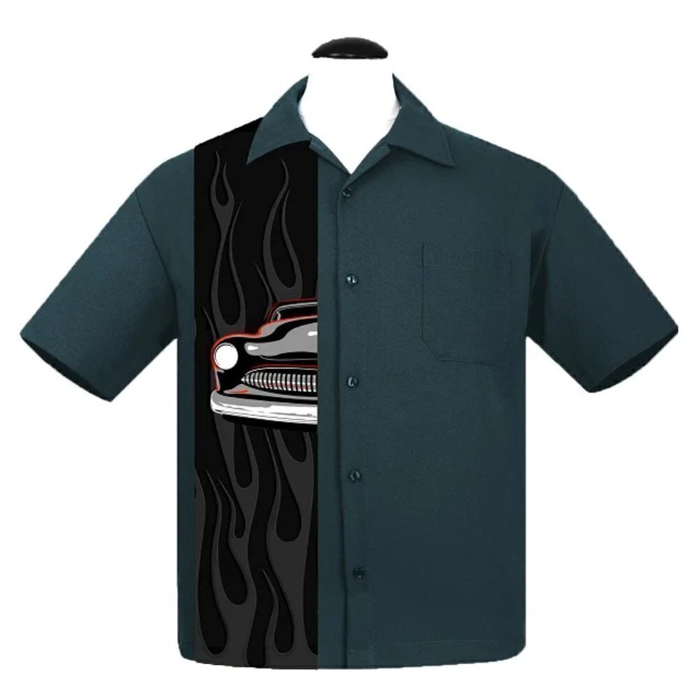Steady Clothing Mercury Panel in Teal  Bowling Shirt